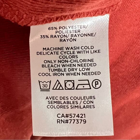 Ann Taylor rust red half sleeve casual V-neck top shirt size large L B130 - Picture 3 of 4